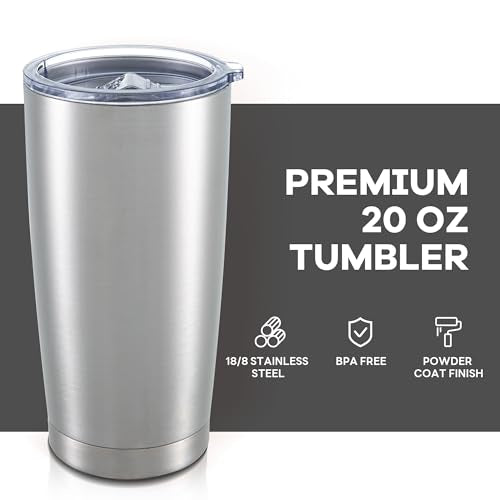 20 oz Tumbler with Lid Stainless Steel Insulated Tumblers Bulk Cups Mug (8 Count)