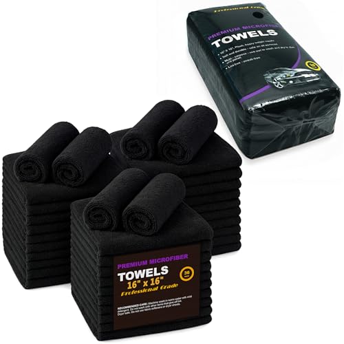 Black Microfiber Cleaning Towels (36 Count)