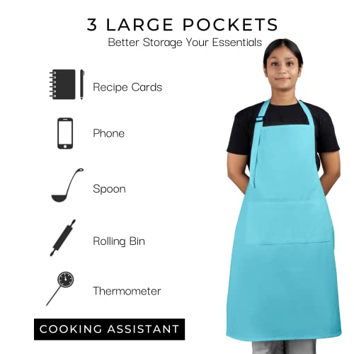 Chef Apron Set of 2 for Men and Women with Pockets 35x27 Inches Cotton Painting Apron (2 Count)