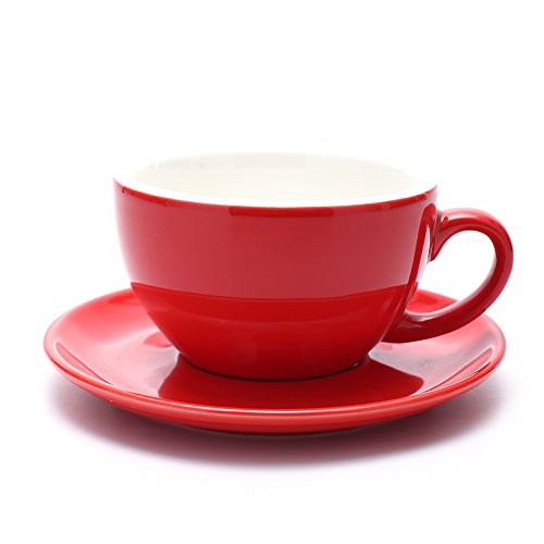 Ceramic Latte Art Cup and Saucer for Latte & Cappuccino & Double Espresso