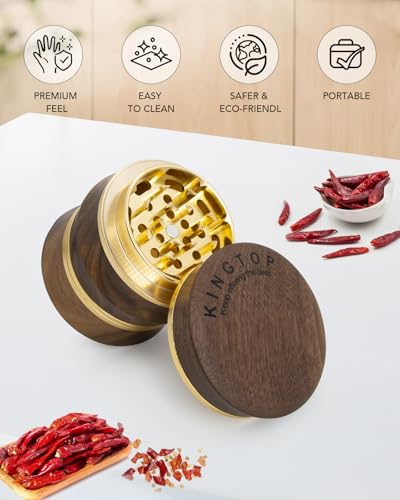 Grinder Large 2.6" Walnut Wood & Aluminum Manual Grinder