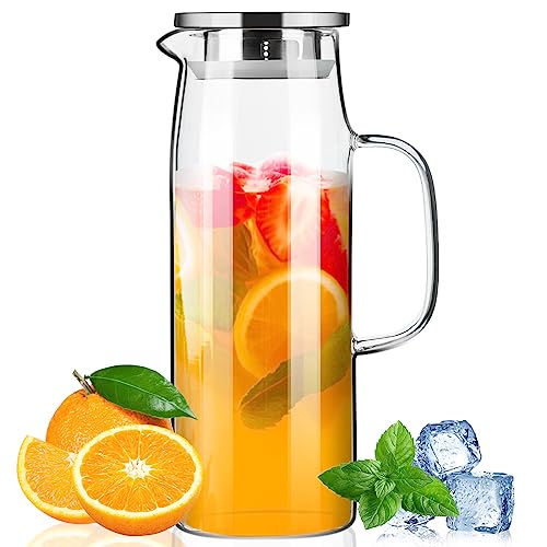Glass Pitcher with Lid and Spout 50oz