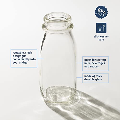 12 Oz Square Glass Milk Jugs with Caps (2 Count)