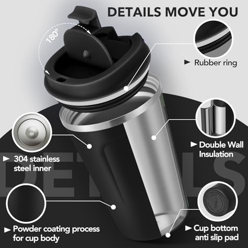 12 oz Double Wall Insulated Vacuum Travel Coffee Mug with Flip Lid Bulk 8 Pack (8 Count)