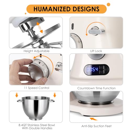 8.4QT Commercial Stand Mixer 800W with Aluminum Die Casting Meets the Standard of NSF