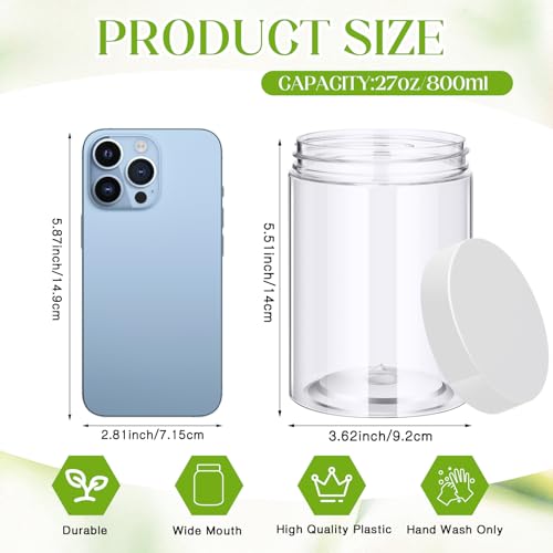 4 Pcs Plastic Jars Wide Mouth with Lids (4 Count)