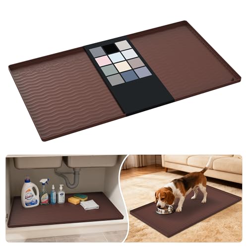 Waterproof Silicone Under Sink Mat 34'' x 19'' Shelf Liner for Kitchen and Bathroom