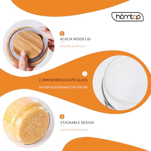 3 Pack Glass Jars with Acacia Wooden Lids (3 Ounce)