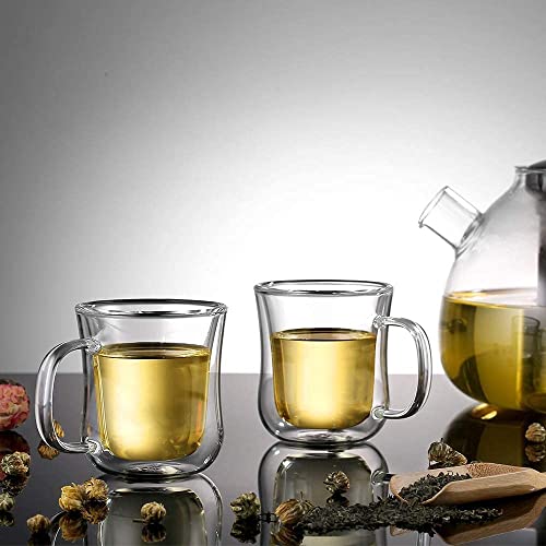 Espresso Cups 4 Oz Double Walled Glasses Coffee Mugs Set of 2 120 ml (2 Count)