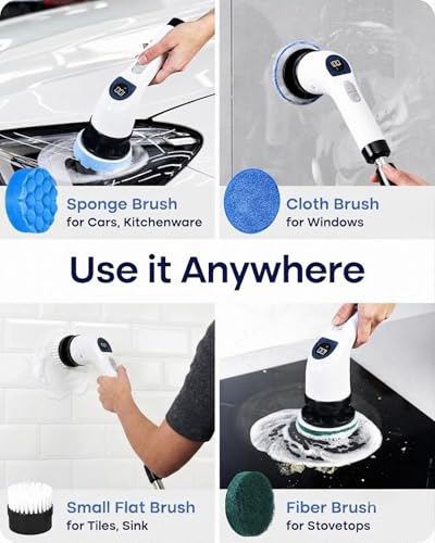 Electric Spin Scrubber for Cleaning with 7 Replaceable Heads