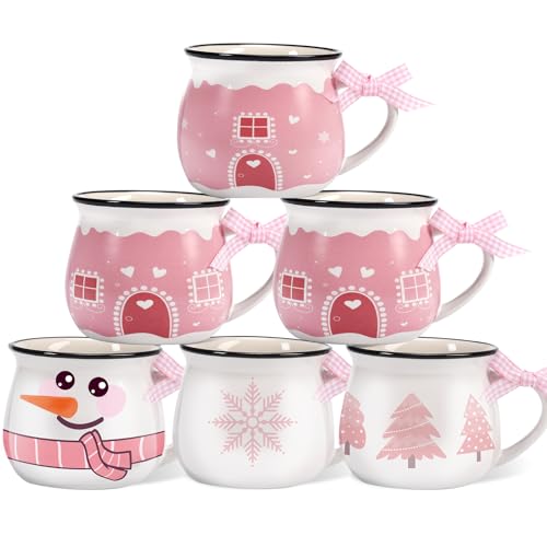 6 Set Christmas Coffee Mug Ceramic 12oz Hot Cocoa Cup (6 Count)