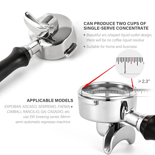 58mm Espresso Double Spouts Portafilter with 2 Ear