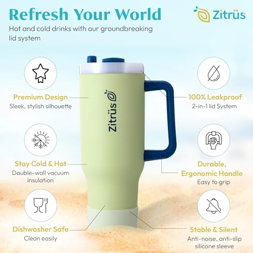 40 oz Tumbler with Handle and Straw