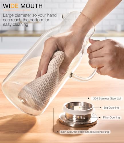 2 Liter 68oz Glass Pitcher with Lid