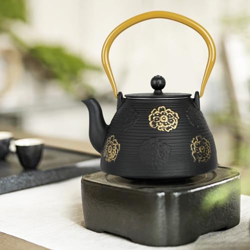 Cast Iron Teapot with Stainless Infuser Enameled Interior 40oz