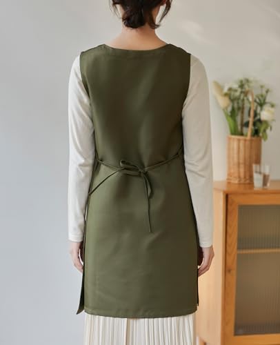 Unisex Cobbler Apron with 3 Deep Pockets Smock Vest Apron