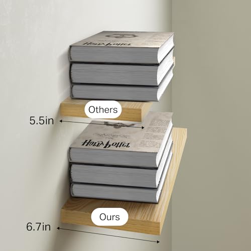 Light Oak Toned Floating Shelves 22.5in