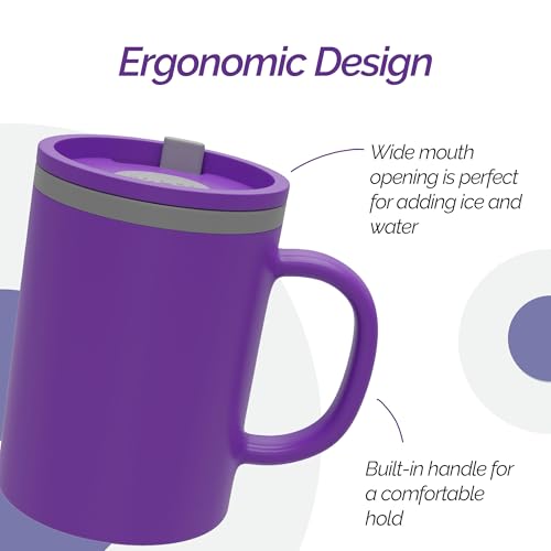 Iconic 16oz Double Wall Insulated Desk Mug with Lid & Handle