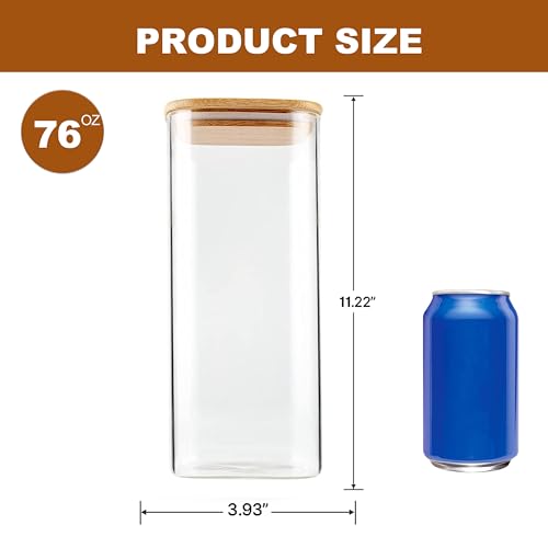 Glass Food Storage Jars 76 oz Set of 3 (3 Count)
