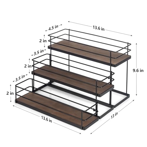 12 Bottle Capacity Coffee Syrup Organizer 3 Tier Coffee Syrup Stand Shelf for Coffee Bar Kitchen Small Wine Rack for Bar Family Storage for Syrup Wine Dressing (13.6 inch(es))