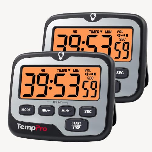 TM01(2 Pack) 2-in-1 Kitchen Timers for Cooking with Clock Mode (2 Count)