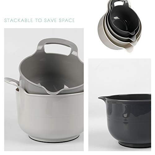 4 Pack Nesting Mixing Bowl with Pour Spout and Handle