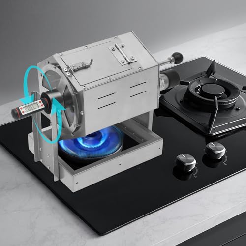 0.66 2.65lb Automatic Coffee Roaster Coffee Bean Roasting Machine Commercial Coffee Gas Roaster with Thermometer & Speed Controller Drum Type Gas Burner Require