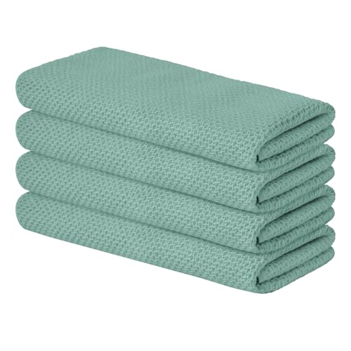 100% Cotton Light Green Waffle Weave Kitchen Dish Cloths (4 Count)