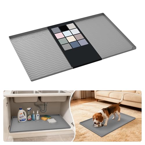 Waterproof Silicone Under Sink Mat 34'' x 22'' Shelf Liner for Kitchen and Bathroom