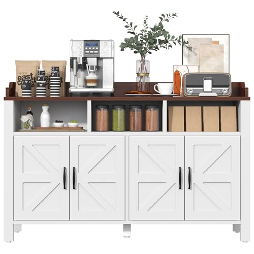 Buffet Cabinet with Storage Farmhouse with 4 Doors and 3 Open Compartments