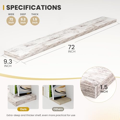 72 Inch Floating Shelves