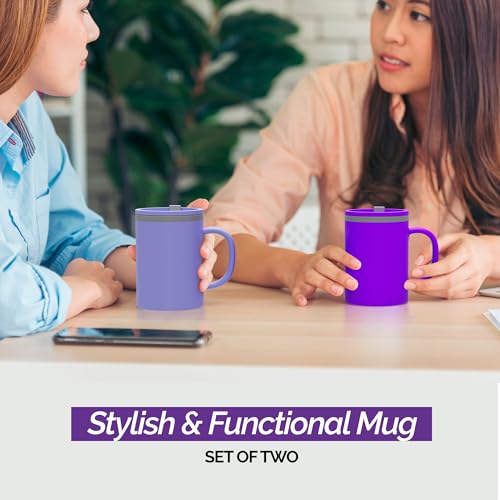 Iconic 16oz Double Wall Insulated Desk Mug with Lid & Handle