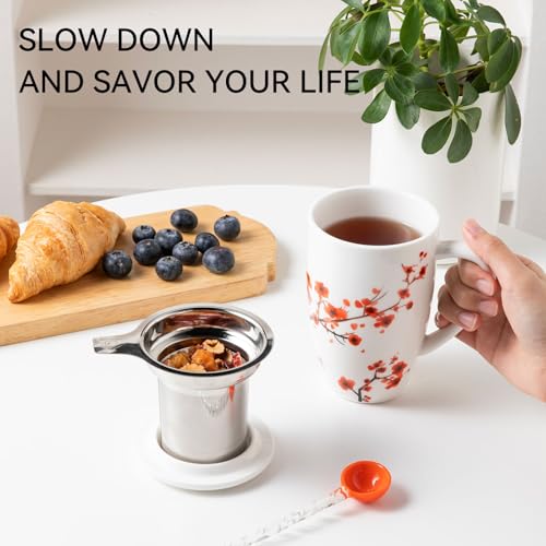 Sweejar Porcelain Tea Mug with Infuser and Lid