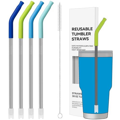 30 oz Straight Metal Straws with Silicone Tip for 30 oz Tumbler