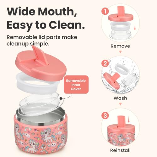 12oz Insulated Vacuum Food Jar with Buckle Lid Wide Mouth Soup Thermo for Hot Food Kids Leakproof Stainless Steel Lunch Container