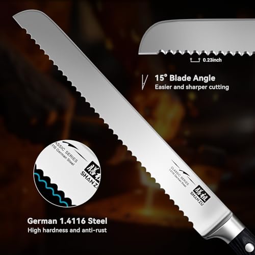 10 Inch Serrated Bread & Sourdough Knife with Wood Handle