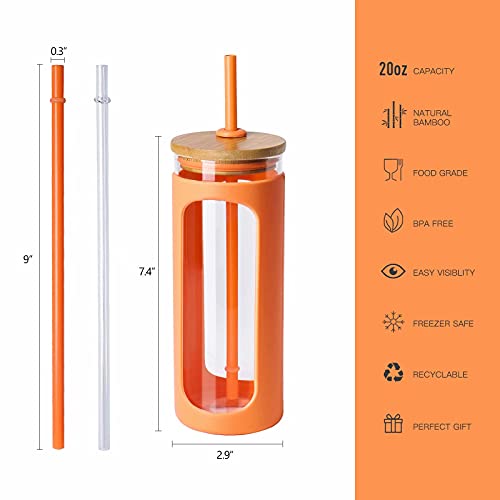 20oz Glass Water Tumbler with Straw and Lid