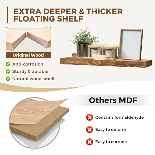 Solid Wood Floating Shelves (2 Count)