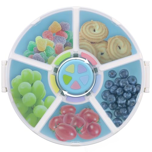 Kids Reusable Rotating Snack Container with 5 Separate Compartments