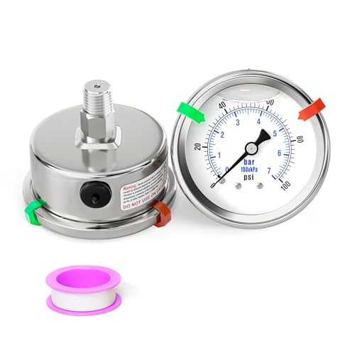 0 100PSI Stainless Steel Liquid Filled Pressure Gauge