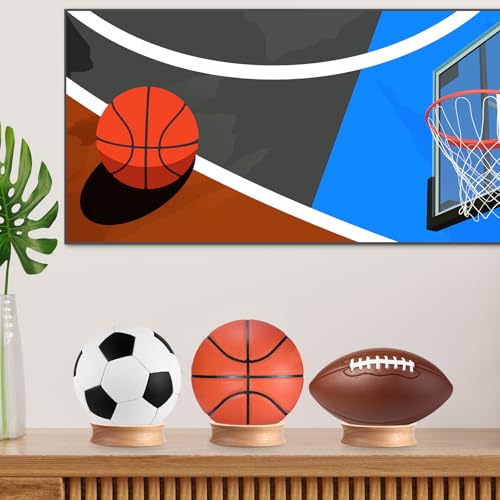 Pack of 3 Wooden Sphere Holder Display Stand for Crystal Sport Ball