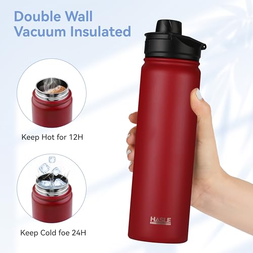 Insulated Water Bottle 22 oz Double Wall Stainless Steel Water Bottle Wide Mouth with Straw Lid & Spout Lid Keeps Cold or Hot