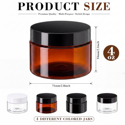 4 Pcs Plastic Jars Wide Mouth with Lids (4 Count)