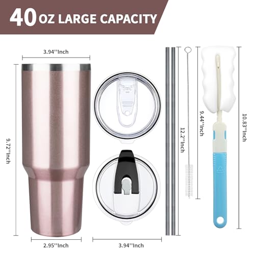 40 oz Tumbler with Lids and Straws