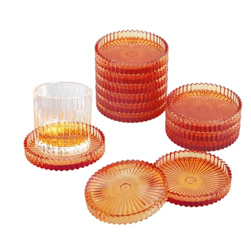 Crystal Glass Coaster 6 Pack Round Cup Drinks Coasters (12 Count)