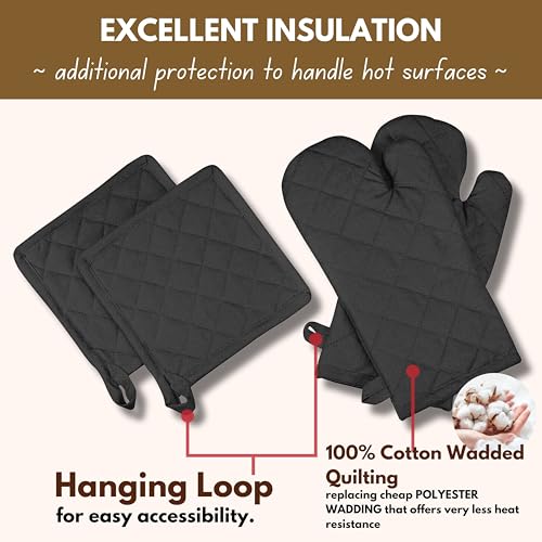 Pot Holders and Oven Mitts Sets for Kitchen Heat Resistant