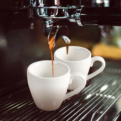 Porcelain Espresso Shot Cup Set with Saucers and Stainless Steel Spoons (4 Count)
