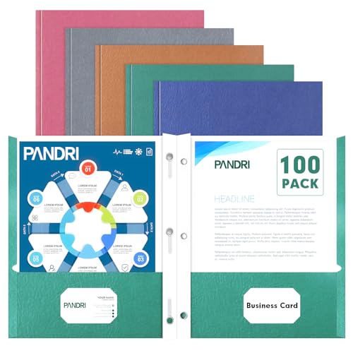 100 Pack Two Pocket Paper Folders with Prongs