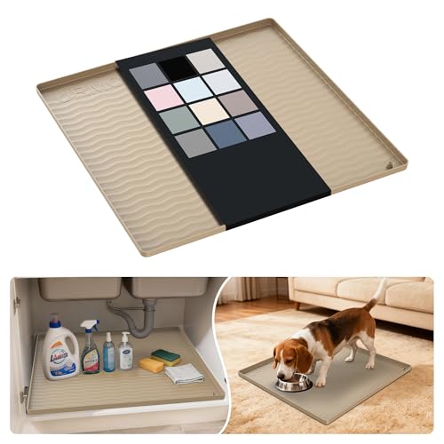 Waterproof Silicone Under Sink Mat 19'' x 19'' Shelf Liner for Kitchen and Bathroom