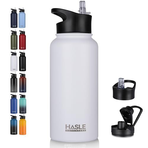 32 oz Insulated Water Bottle Stainless Steel Double Walled Vacuum Sports Water Bottle with 2 Lids